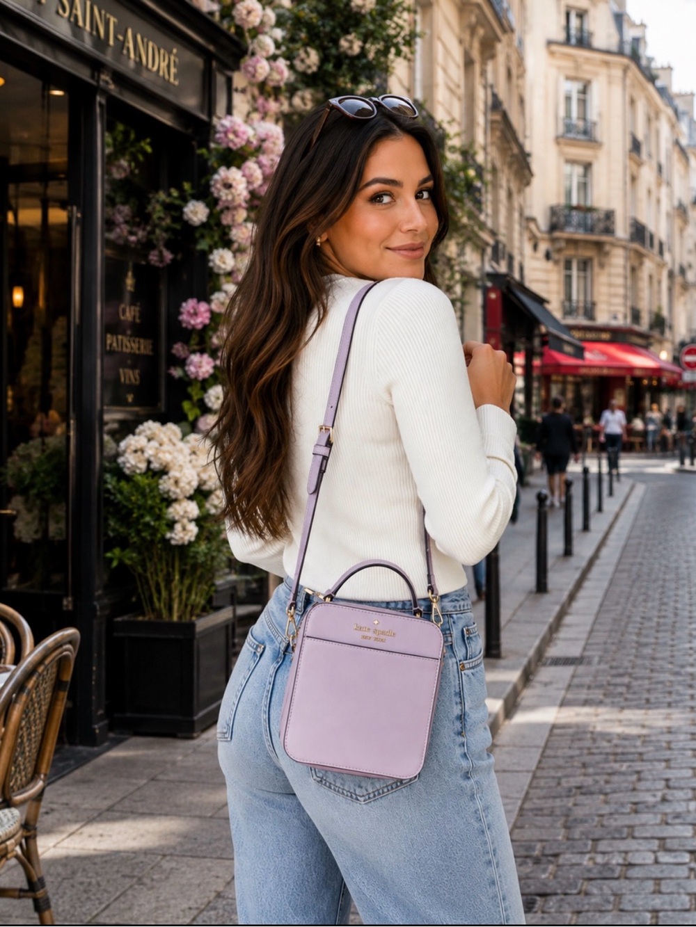 kate spade Lavender Square Crossbody with Gold Logo